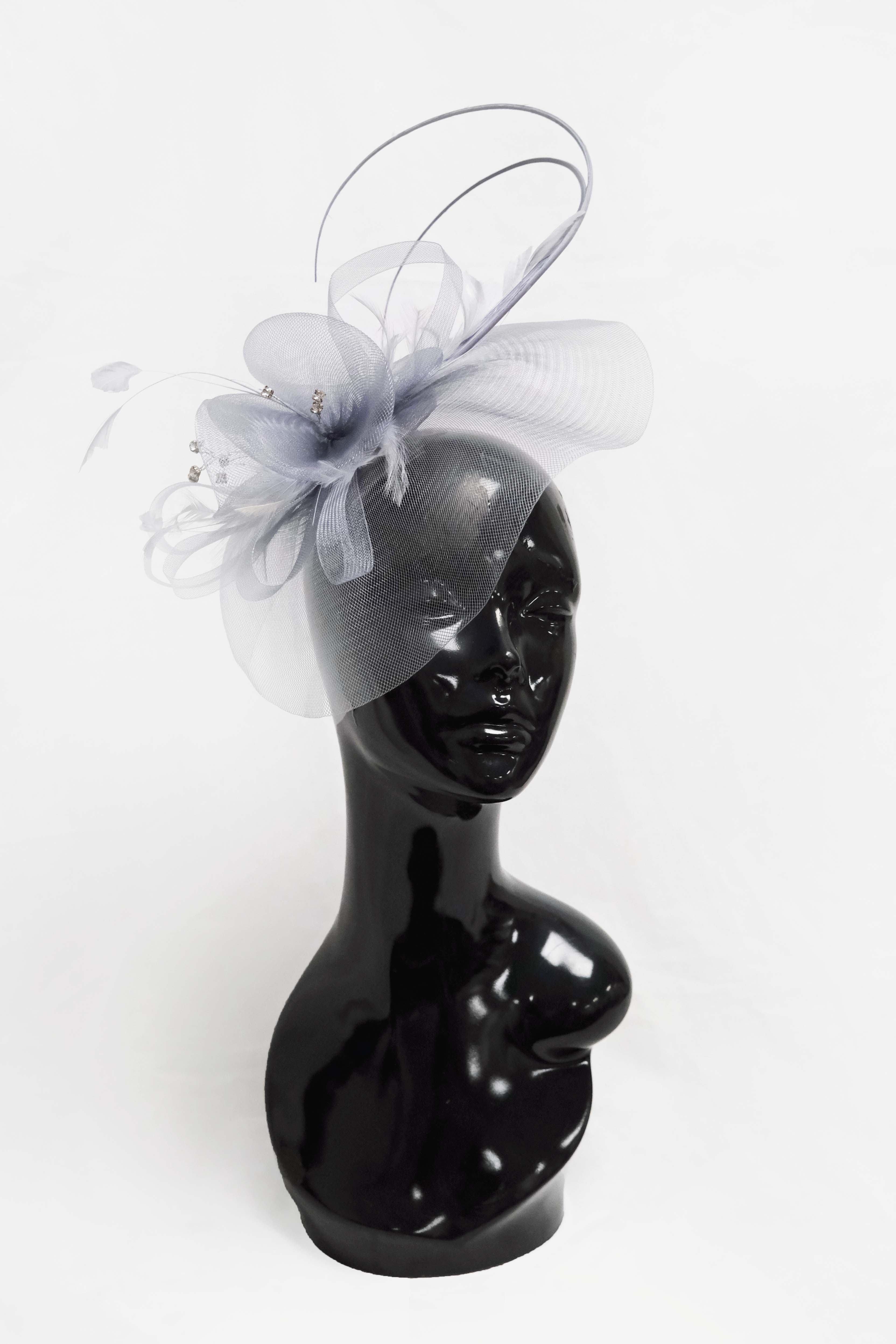 Flower Veil Spine Feather Fascinator Weddings Ascot Hatinator Races