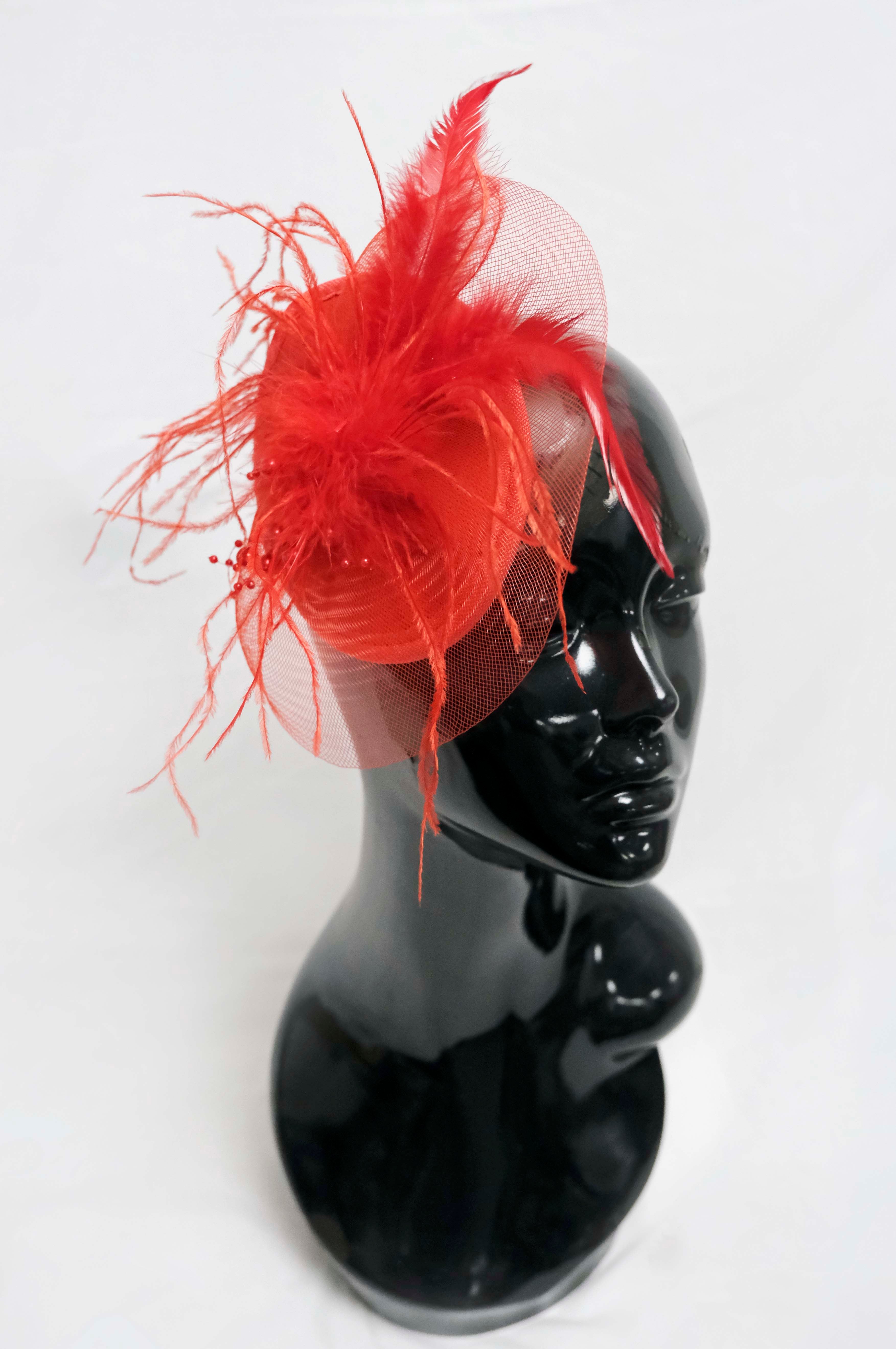 Caprilite UK Online | Red Fascinator Weddings Ascot Hatinator Races