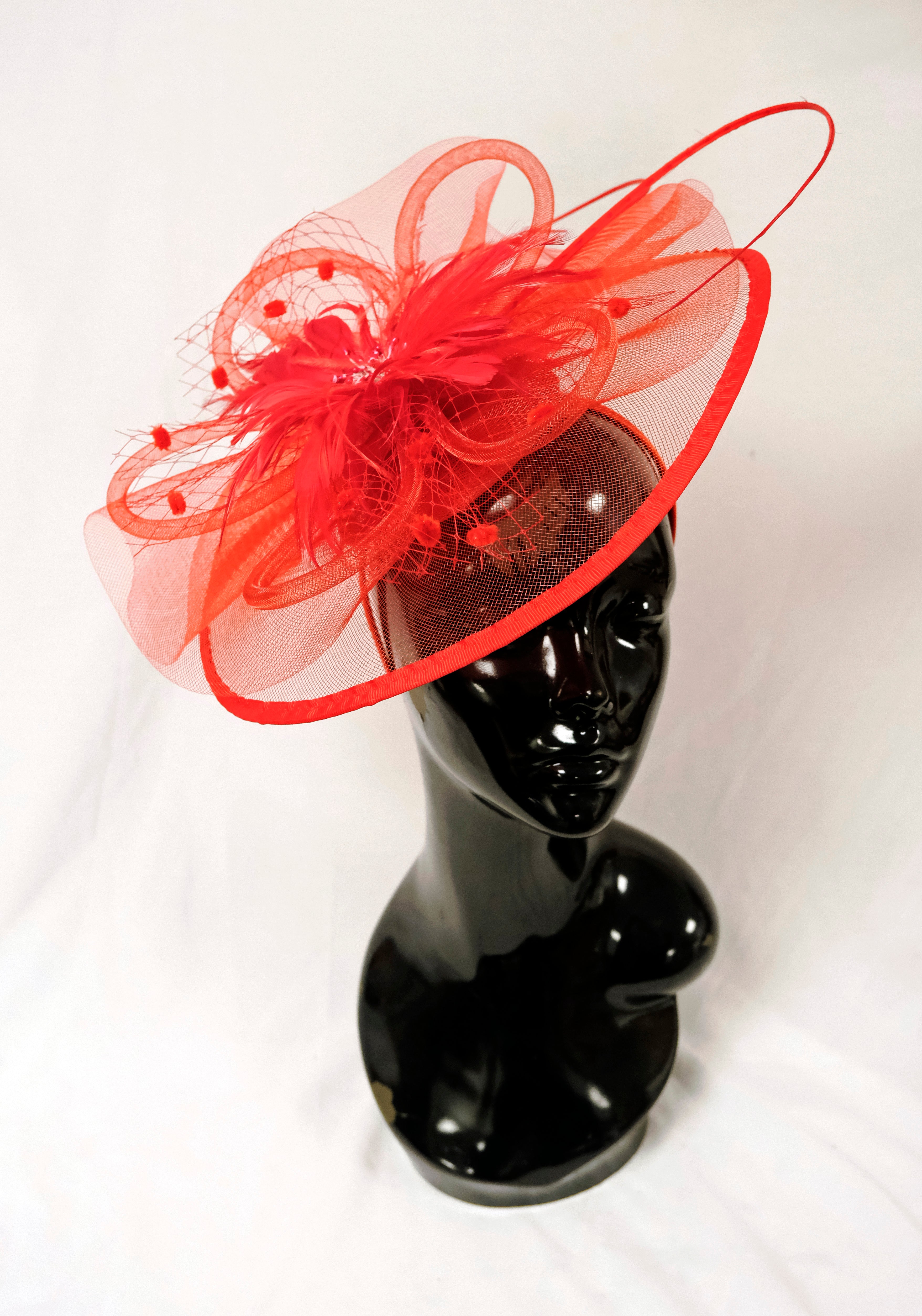 Caprilite UK Online | Red Fascinator Weddings Ascot Hatinator Races
