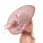 Dusty Pink Blush 41cm Large Sinamay Hatinator Disc Saucer Brim Hat Fascinator on Headband