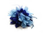 Small Dark Royal Blue and Light Blue Flower Fascinator on Clip