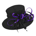 Noir et violet foncé grand chapeau à bord de reine Occasion Hatinator Fascinator mariages formels