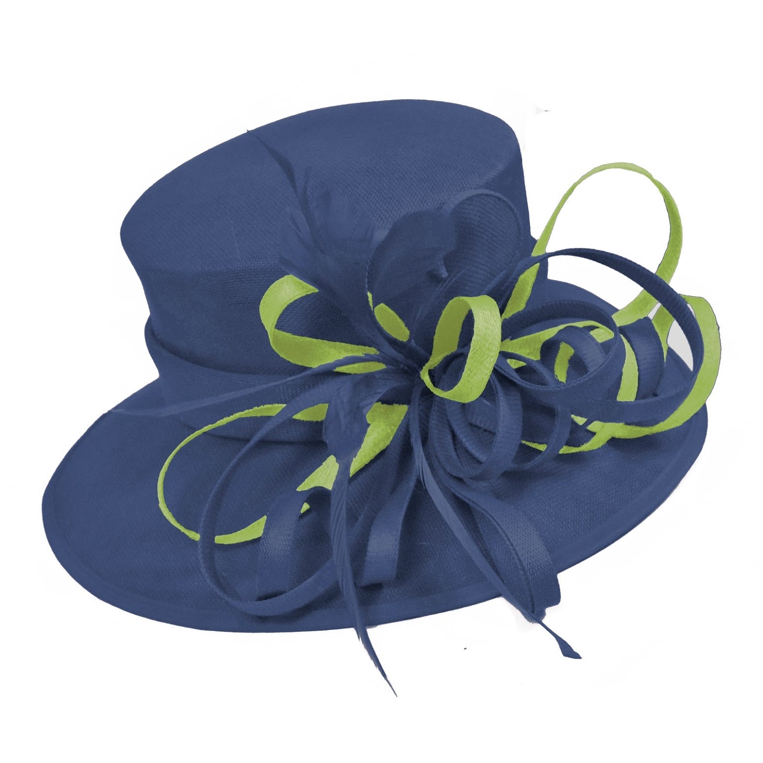 Navy and Lime Green Large Queen Brim Hat Occasion Hatinator Fascinator Weddings Formal