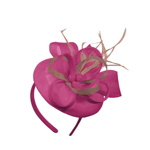 Fuchsia Dusty Pink Mix Round Pillbox Bow Sinamay Headband Fascinator Weddings Ascot Hatinator Races