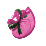 Caprilite Vegan MoonMix Hoop Fascinator Chapeau sur bandeau Mariage Ascot Races Sur mesure Sinamay Disc - Fuchsia Vert