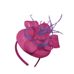 Fuchsia violet mélange rond pilulier noeud Sinamay bandeau bibi mariages Ascot Hatinator courses