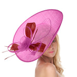 Fuchsia Hot Pink Red Mix 41cm Large SInamay Hatinator Disc Saucer Brim Hat Fascinator on Headband