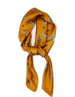 Mustard Yellow Foxes Scarf Thin Silky Womens Summer Spring