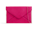 Caprilite Ladies Fuchsia Hot Pink Velvet Clutch Handbag Bag for Ascot Derby Races