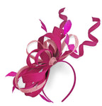 Caprilite Fuchsia Hot Pink and Baby Pink Wedding Swirl Fascinator Headband Alice Band Ascot Races Loop Net