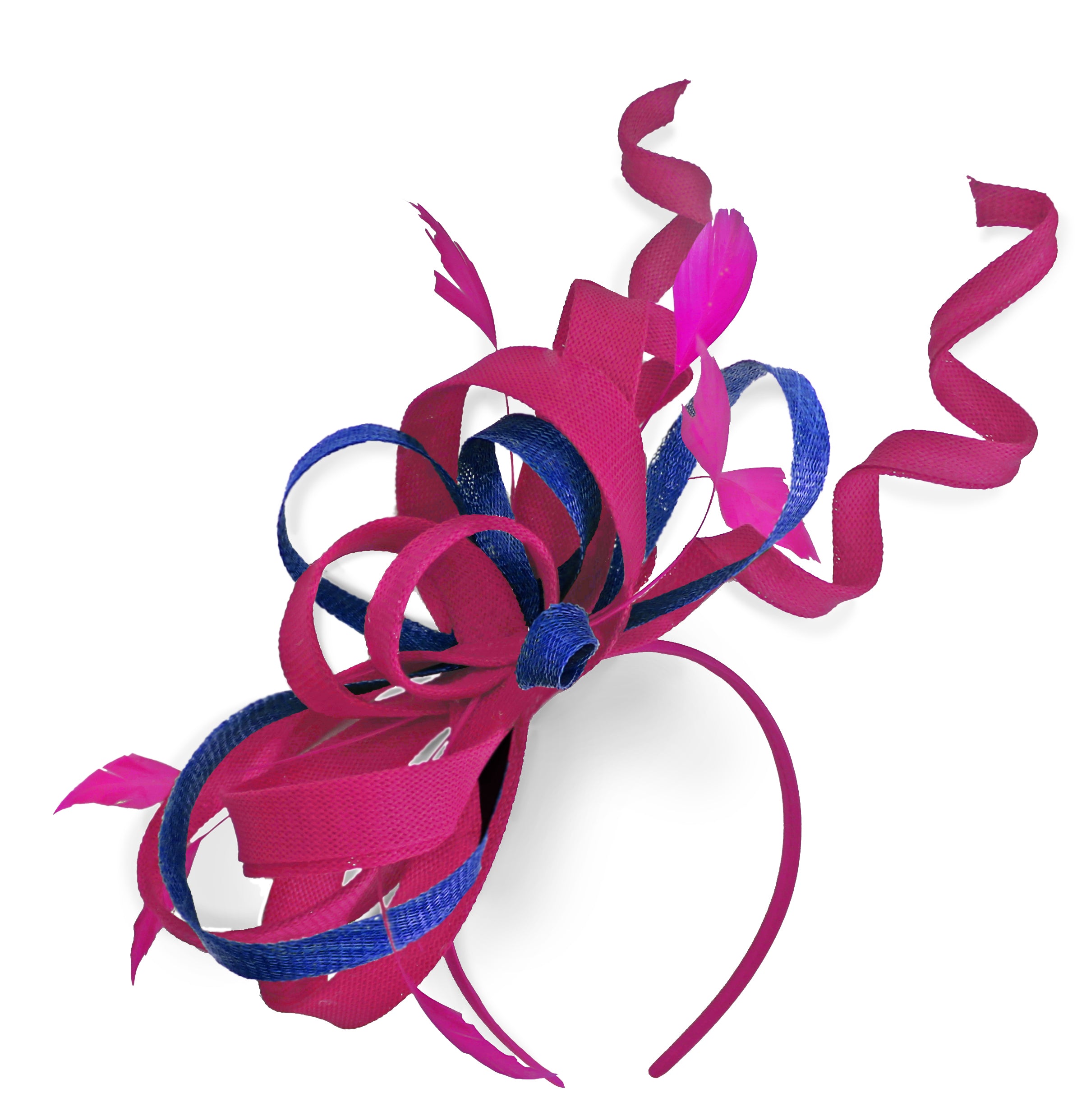 Caprilite Fuchsia Hot Pink and Royal Blue Wedding Swirl Fascinator Headband Alice Band Ascot Races Loop Net