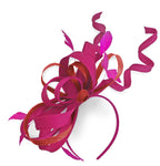 Caprilite Fuchsia Hot Pink and Red Wedding Swirl Fascinator Headband Alice Band Ascot Races Loop Net