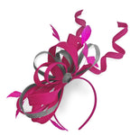 Caprilite Fuchsia Hot Pink and Silver Wedding Swirl Fascinator Headband Alice Band Ascot Races Loop Net