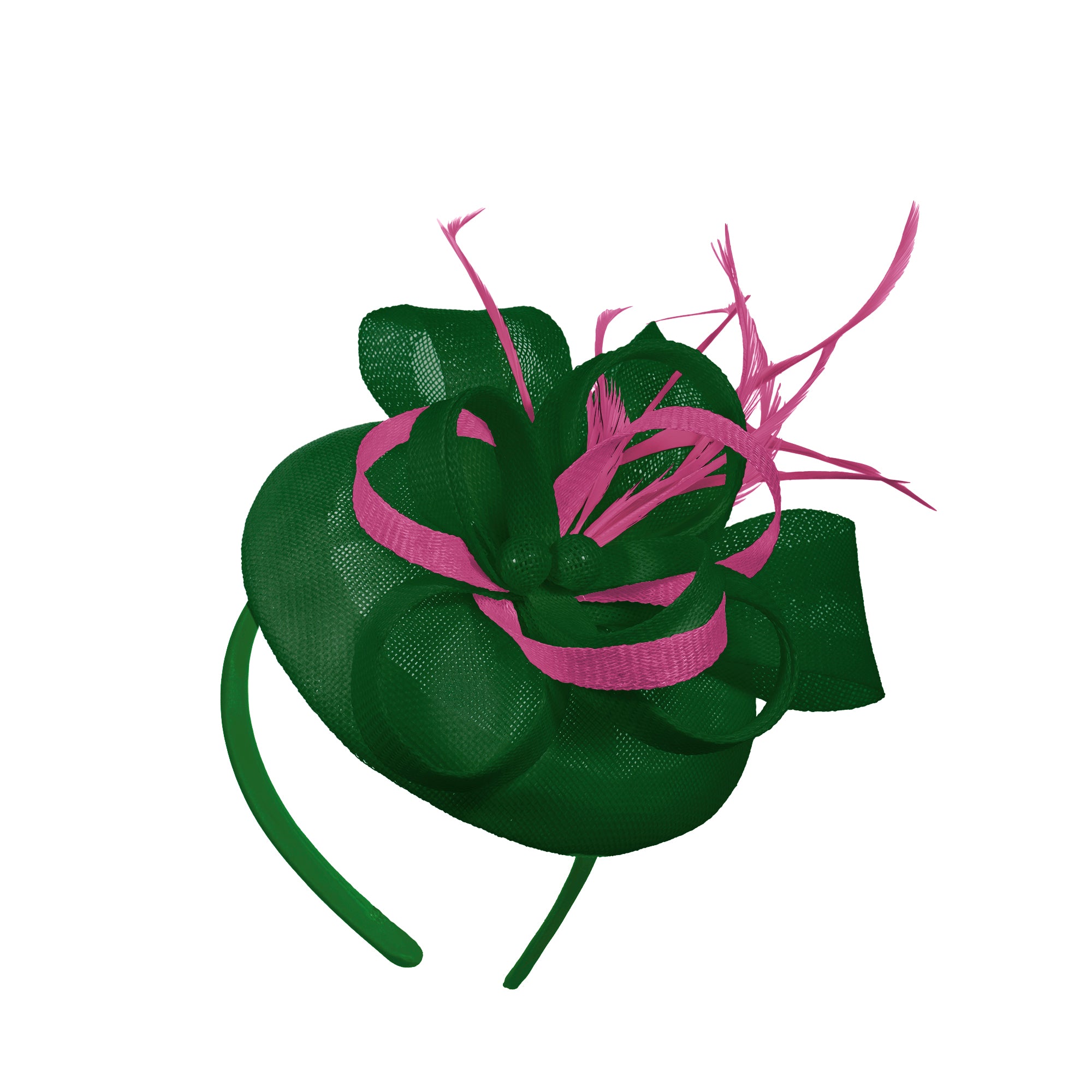 Vert Fuchsia Mix rond pilulier noeud Sinamay bandeau bibi mariages Ascot Hatinator courses