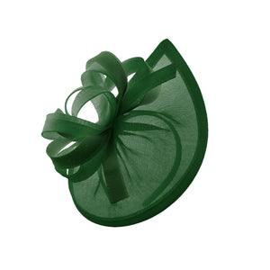 Caprilite Vegan MoonMix Hoop Fascinator Hat on Headband Wedding Ascot Races Bespoke Sinamay Disc - Green Green