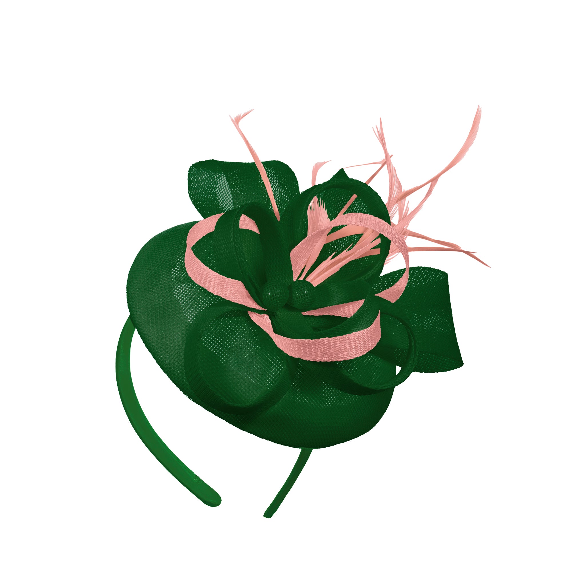 Green Peach Mix Round Pillbox Bow Sinamay Headband Fascinator Weddings Ascot Hatinator Races