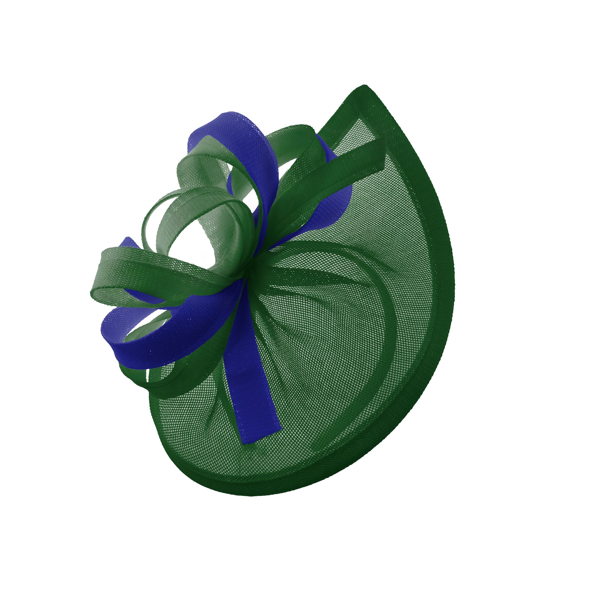 Caprilite Vegan MoonMix Hoop Fascinator Hat on Headband Wedding Ascot Races Bespoke Sinamay Disc - Green Royal Blue
