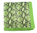 Écharpe carrée 70cm x 70cm, motif imprimé serpent vert néon, écharpe fine et soyeuse pour femmes, été printemps