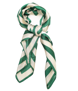 70cm x 70cm Square Scarf Green and White Stripes Scarf Thin Silky Womens Summer Spring