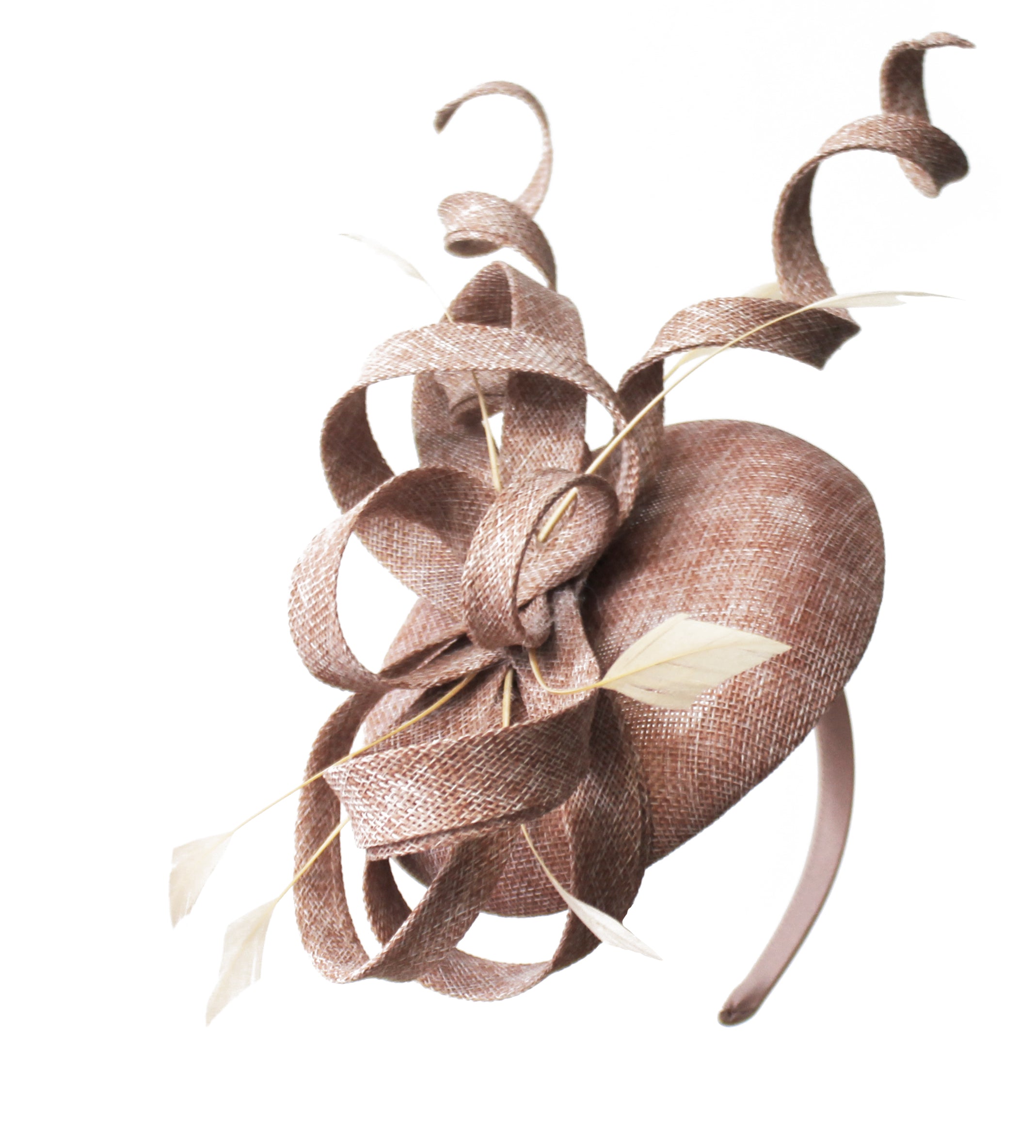 Dusty (Dusky) Pink Swirl Fascinator on Round Pillbox Headband