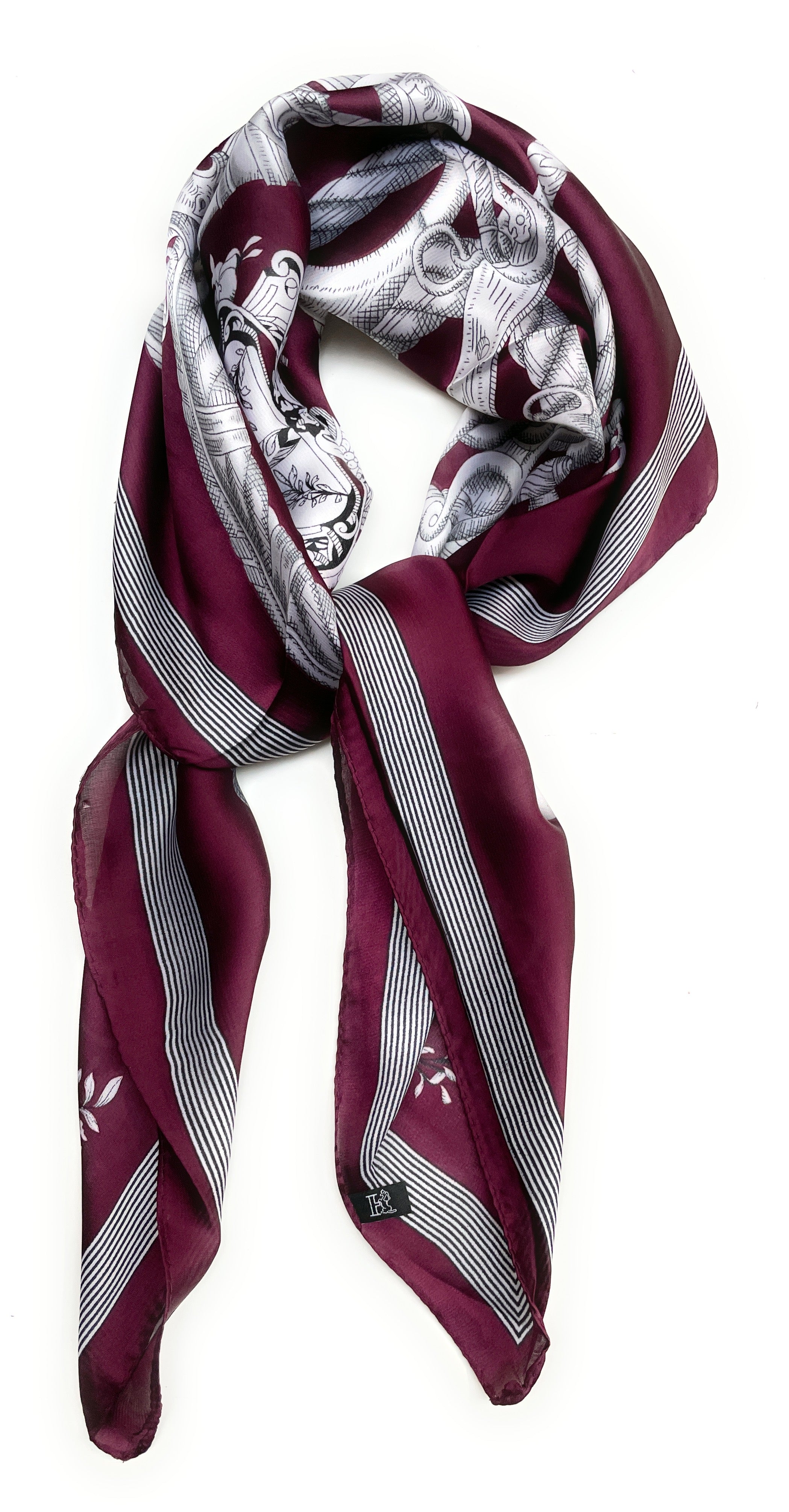 Caprilite UK Online 70cm x 70cm Square Scarf Burgundy Tassel