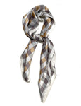 70cm x 70cm Square Scarf Beige Brown Checkered Print Pattern Scarf Thin Silky Womens Summer Spring