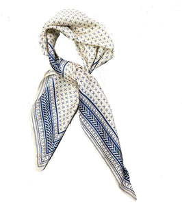 Caprilite UK Online 70cm x 70cm Square Scarf Blue Cream Greek