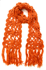 Orange Thick Knitted Large Long Warm Winter Wrap Scarf For Women