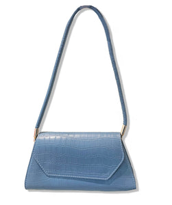 Caprilite Shoulder Bag Handbag Cornflower Blue Crocodile Embossed