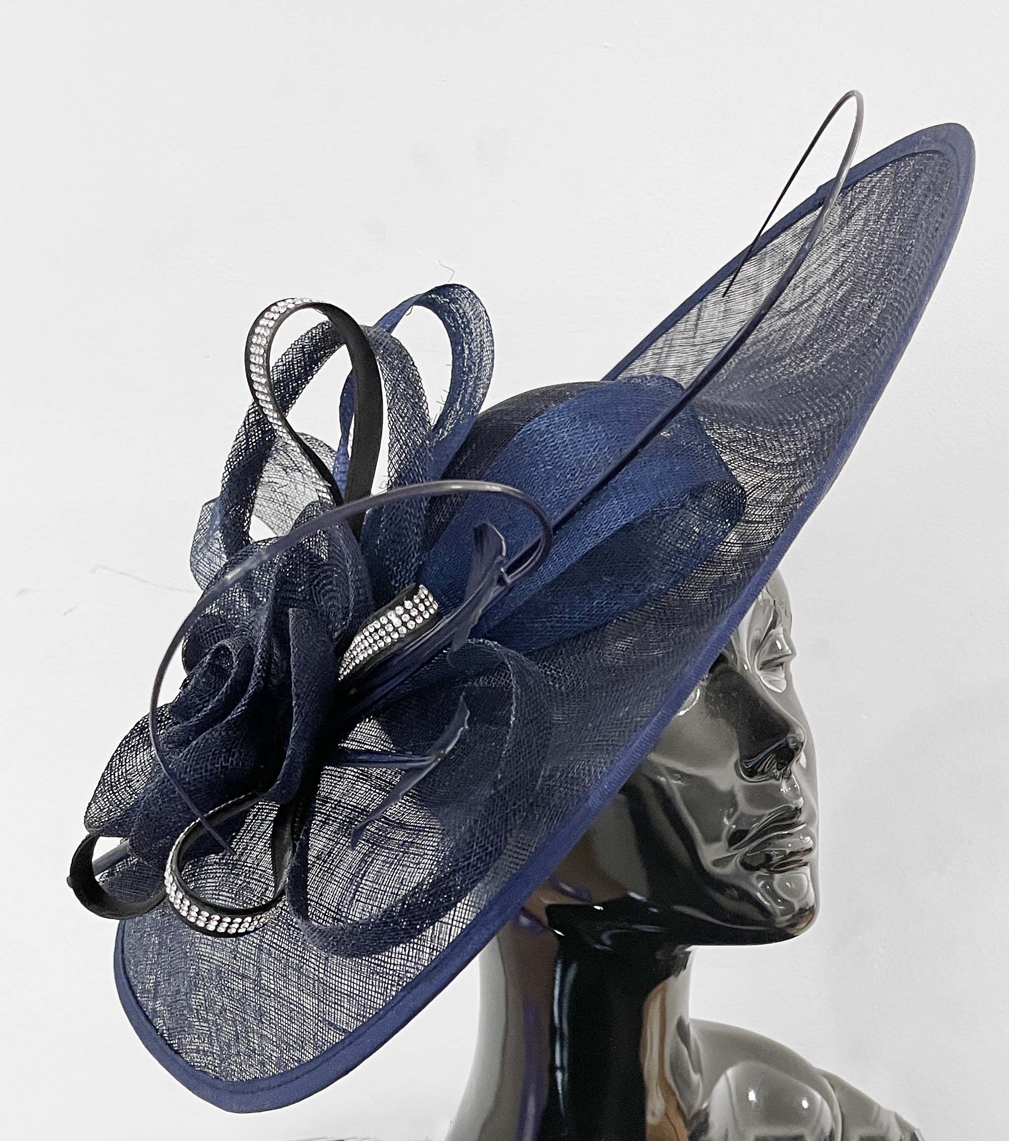 Caprilite UK Online Navy and Black Diamante 41cm Large SInamay