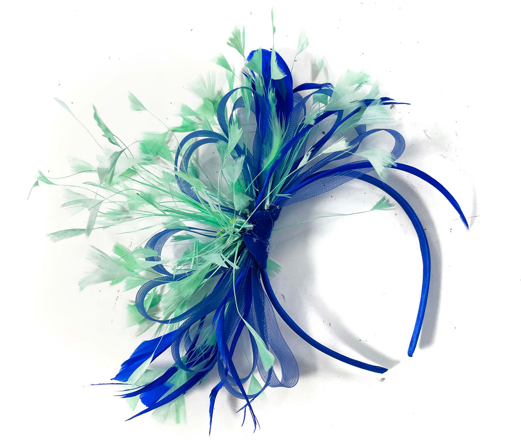 Royal Blue and Mint Fascinator on Headband