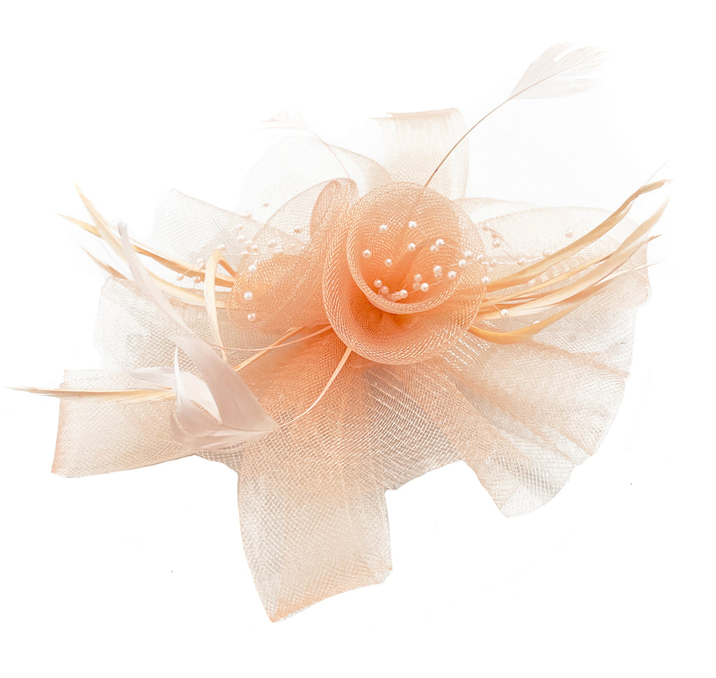 Peach Nude Pink Butterfly Fascinator on Clip