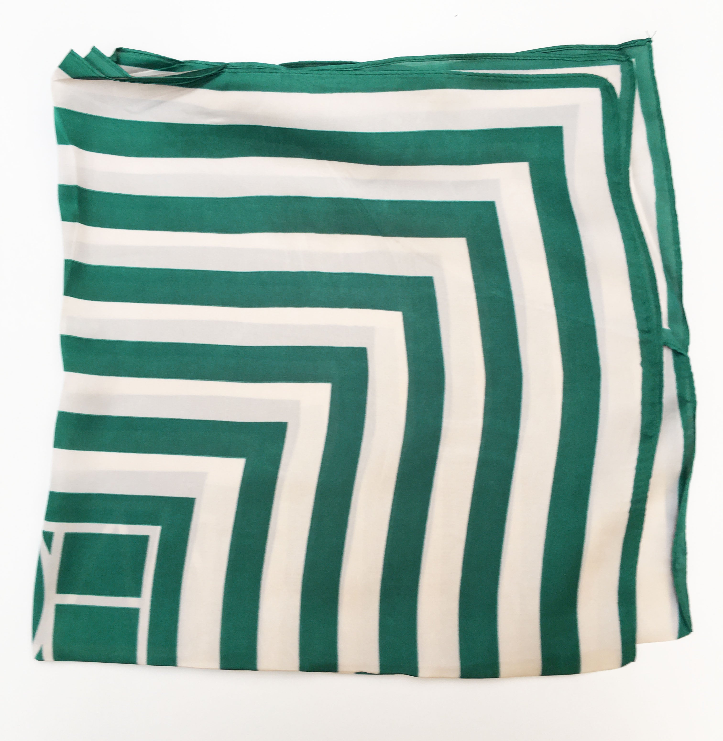 70cm x 70cm Square Scarf Green and White Stripes Scarf Thin Silky Womens Summer Spring