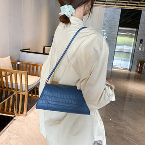 Caprilite Shoulder Bag Handbag Cornflower Blue Crocodile Embossed