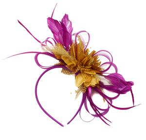 Caprilite Plum and Mustard Yellow Hoopmix Fascinator