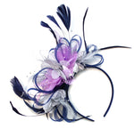 Caprilite Hoopmix - Three Colour Mixed Fascinator on Headband - Navy Silver Lilac