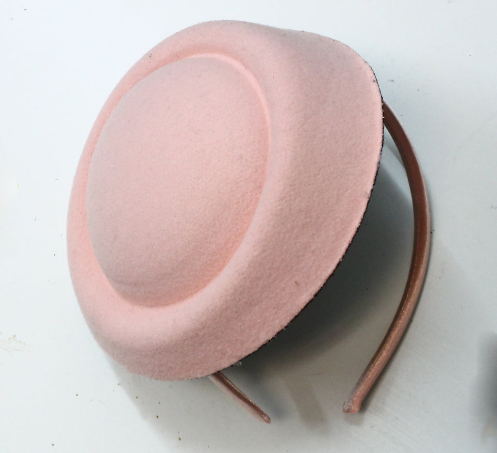 Blush Pink Plain Stewardess Hat Style on Headband