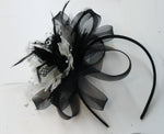 Black and Cream flower fascinator on Headband