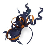 Caprilite Navy and Burnt Orange Wedding Swirl Fascinator Headband Alice Band Ascot Races Loop Net