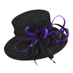 Black and Cadbury Purple Large Queen Brim Hat Occasion Hatinator Fascinator Weddings Formal