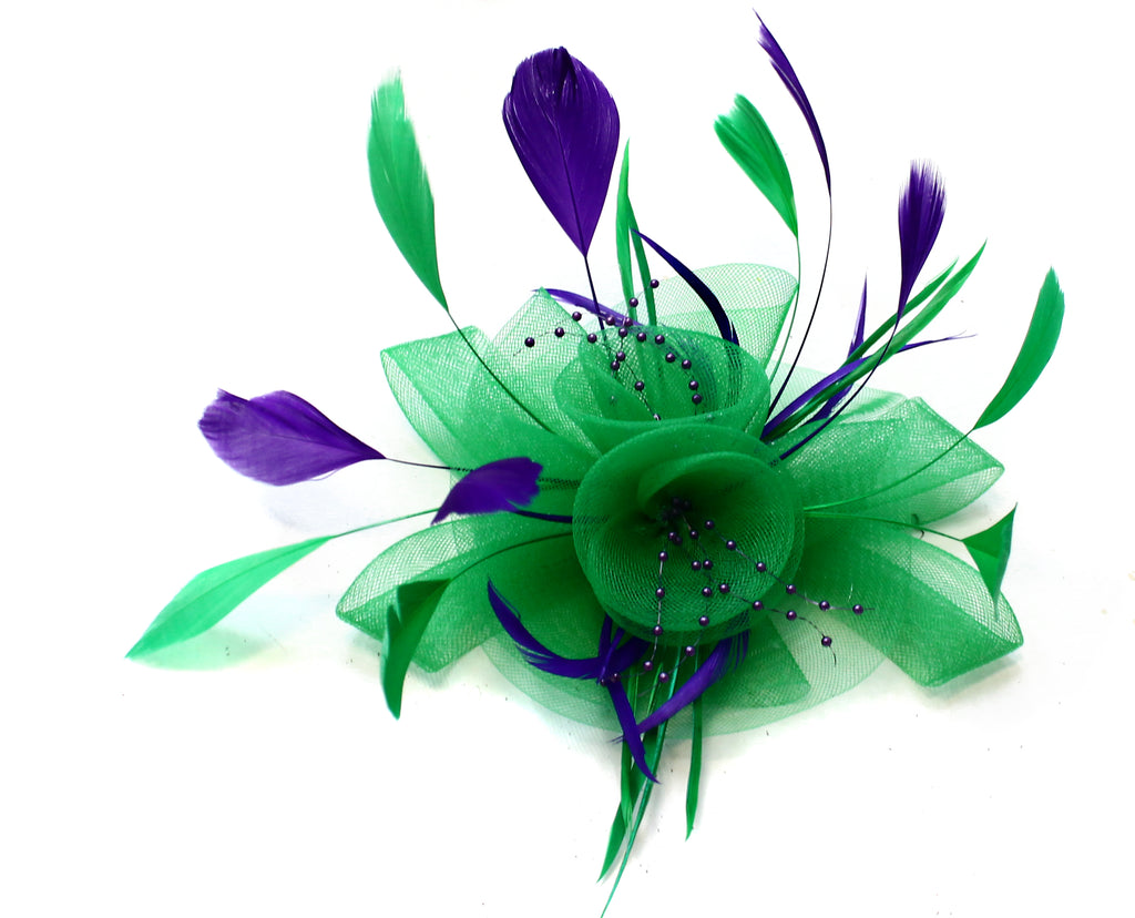 Green and Purple Butterfly Fascinator on Clip and Headband