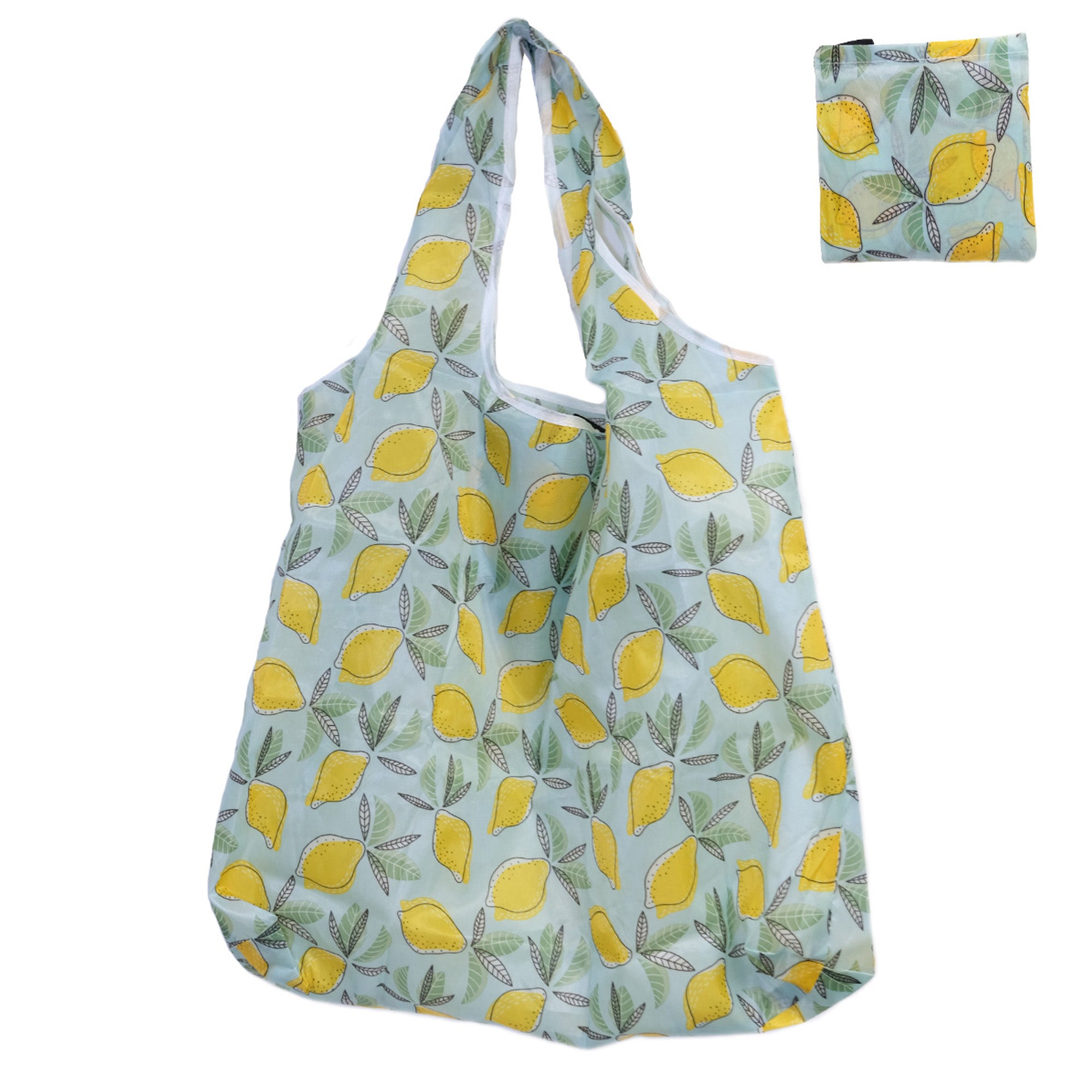 X Large Reusable Foldable Ladies Shopping Bag Eco Tote Handbag Fold Away Bag - Lemon