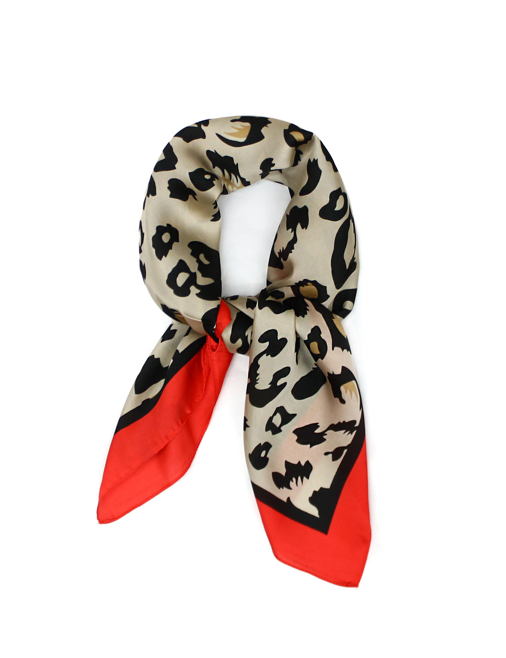 Leopard Print with Red Border Thin Silky Scarf for Summer and Spring