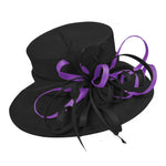 Black and Lilac Purple Large Queen Brim Hat Occasion Hatinator Fascinator Weddings Formal