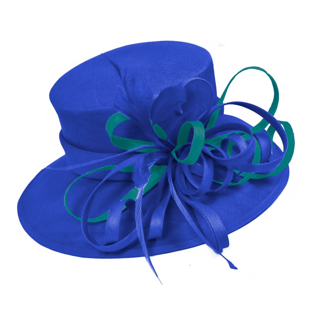 Bleu Royal et Sarcelle Grand Chapeau à Bord Reine Occasion Hatinator Fascinator Mariages Formels