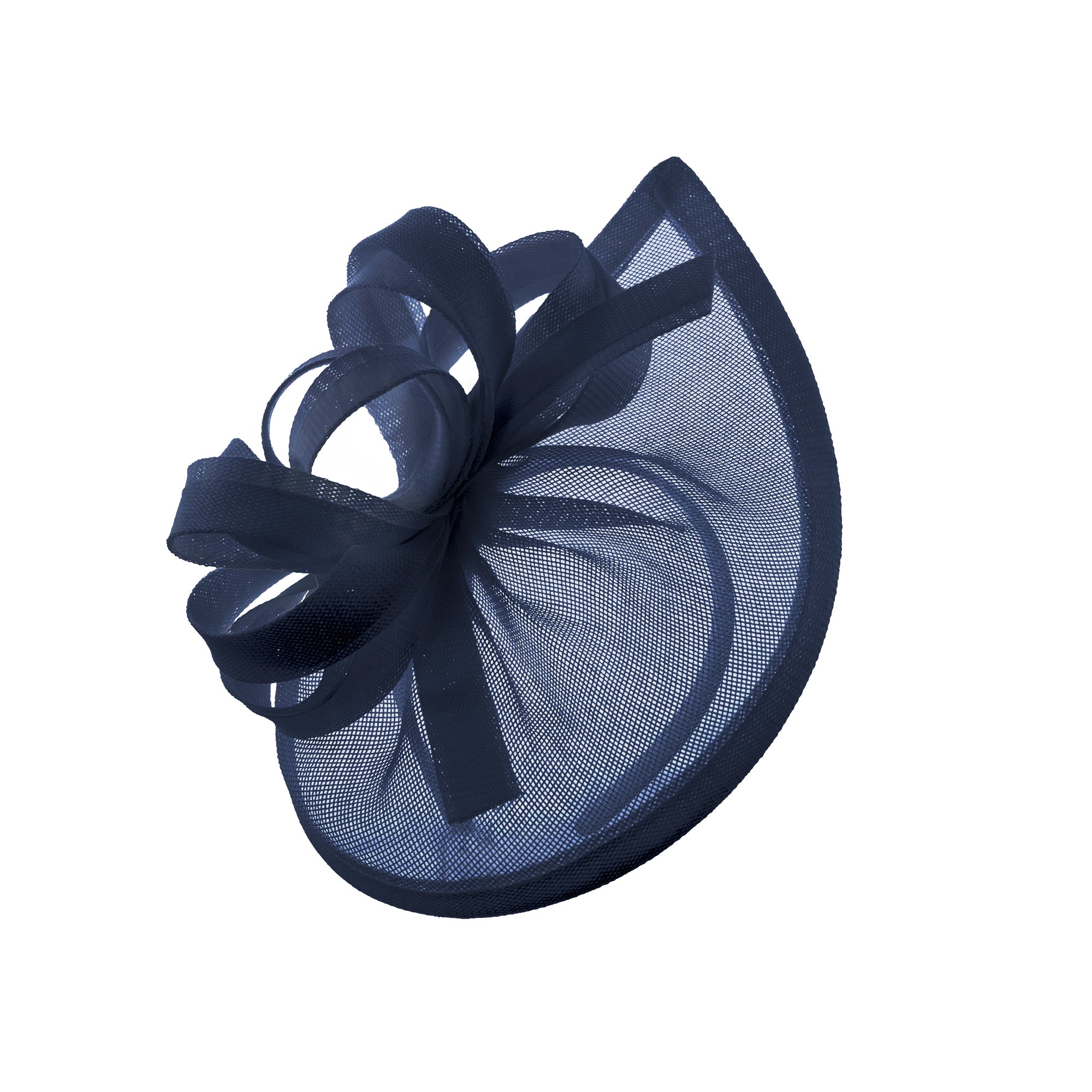 Caprilite Vegan MoonMix Hoop Fascinator Hat on Headband Wedding Ascot Races Bespoke Sinamay Disc - Navy Navy