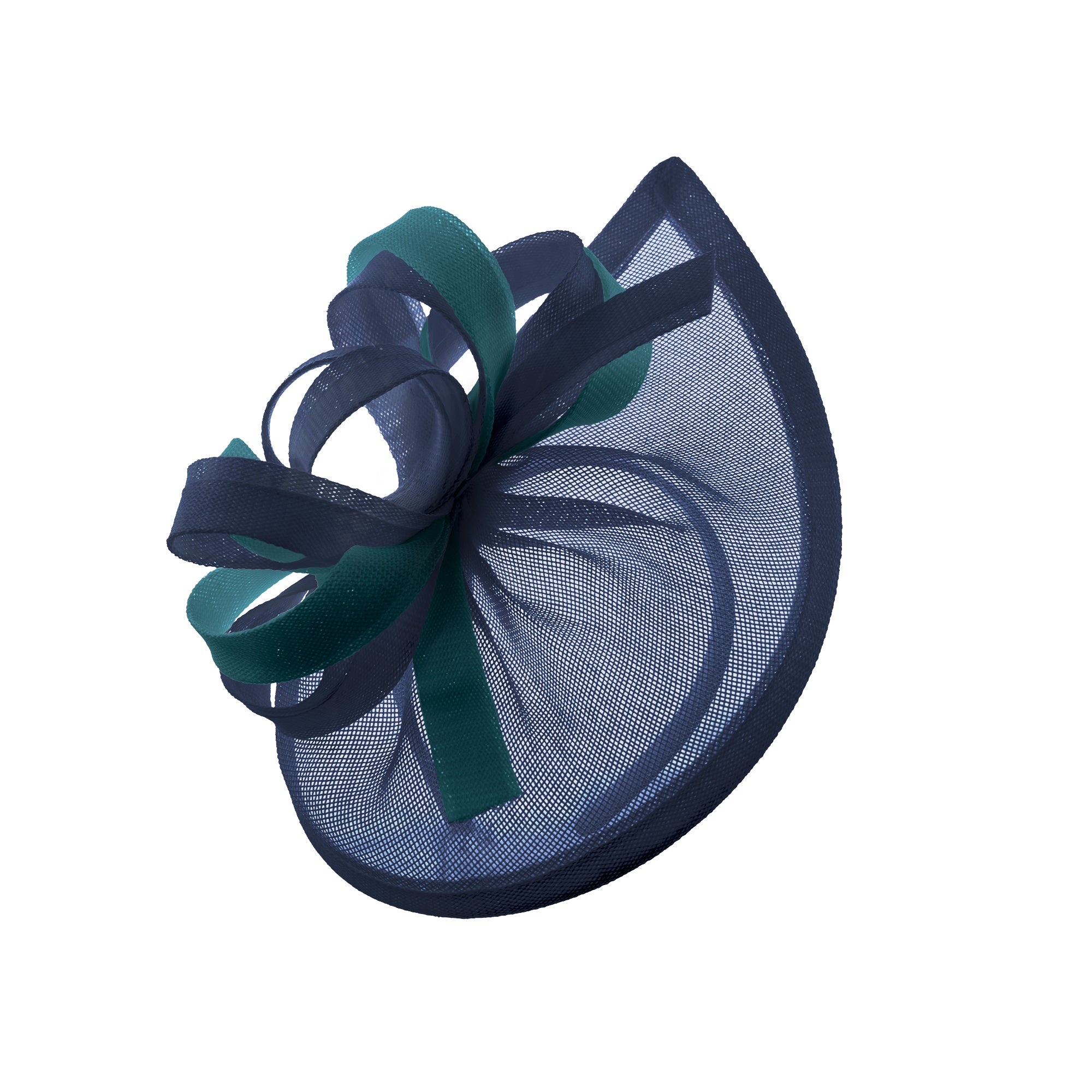 Caprilite Vegan MoonMix Hoop Fascinator Hat sur bandeau Mariage Ascot Races Sur mesure Sinamay Disc - Navy Teal