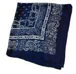 70cm x 70cm Square Scarf Navy White Paisley Scarf Thin Silky Womens Summer Spring