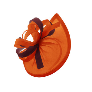 Caprilite Vegan MoonMix Hoop Fascinator Chapeau sur bandeau Mariage Ascot Races Sur mesure Sinamay Disc - Orange Bourgogne