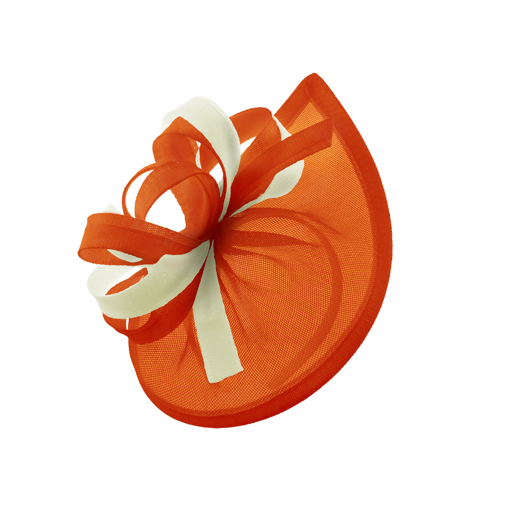 Caprilite Vegan MoonMix Hoop Fascinator Chapeau sur bandeau Mariage Ascot Races Sur mesure Sinamay Disc - Orange Crème